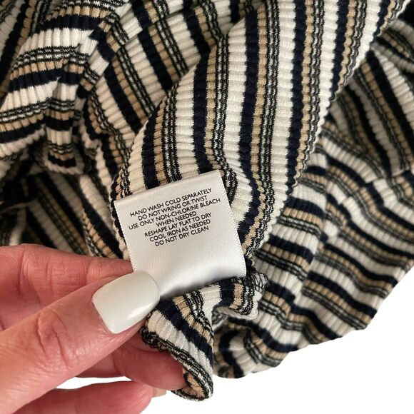 ModCloth Plus 1X Bodycon Mini Dress Striped Short Sleeve Blue White Beige - Picture 4 of 10